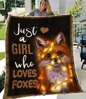 Just A Girl Who Loves Foxes Fox Fleece Blanket, Gift Birthday, Holiday
