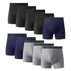 10PK Mens Cotton Boxer Briefs Underwear Tagless Soft Comfort Waistband With Fly