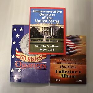 1999-2008 Commemorative Quarters of US Collectors Album Lot Of 3 Different Types