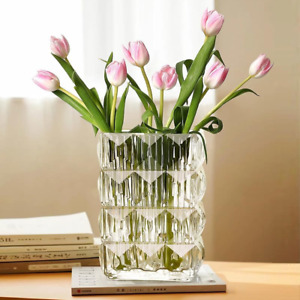 New ListingGlass Vase, Crystal Vase with Relief Design, Super Heavy Flower Vases (Not Easil