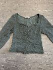 Womens Abercrombie & Fitch Green Floral Blouse Crop Top Button Through Size XXS