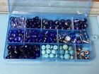 Lot Blue Stone, Ceramic, Glass, Harvested Beads For Jewelry Making-Estate Find!