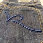 Rocawear Jeans 36x34 Blue Vintage Baggy Y2K Dark Wash Embroidered Hip Hop Street