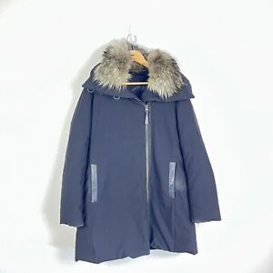 Derek Lam 10 Crosby Jacket M Down Black Coat Real Fox Fur Removable Collar Women