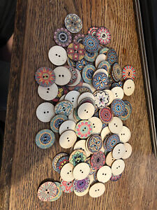 Buttons Lot Of 50+ Mixed Colors Sizes Brights Sewing Crafts Projects Kids Fun