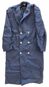Vintage USAF Military Chester Trench Coat Blue Double Breasted Long Wool XL