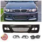 BMW E46 M3 STYLE FRONT BUMPER W/ CLEAR FOG LIGHTS COVERS 2000-2006 COUPES