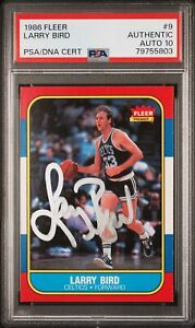 Larry Bird 1986 Fleer Signed Basketball Card #9 Auto Graded PSA 10 79755803