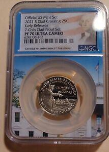 2021 S Proof Clad 25c Crossing the Delaware Early Release NGC PF 70 Ultra Cameo