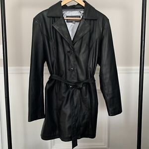 Vintage Wilsons Leather Black Leather Trench Coat Size 1X