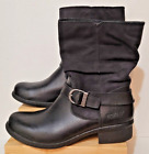 Bogs Carly Black Leather Pull on Waterproof Mid-Calf Winter Boots US 8