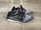 Nike Free Rn Flyknit Womens Size 7.5 Running Shoes Trainers Black 942839-101