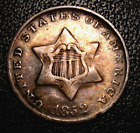 Old US Coins 1852 Obsolete Highgrade Three Cent  Silver Piece