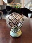 VINTAGE MACKENZIE CHILDS CIRCUS GLASS VASE COURTLY CHECK TULIPS DATED  1983