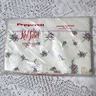 New Vintage Full Flat Sheet Red Label Pepperell NIP Purple Violets Floral NOS