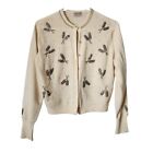 MAURICE HANDLER x VINTAGE 50's cashmere sweater ivory cardigan wheat embroidery