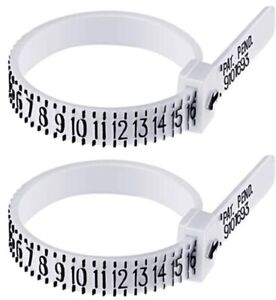 2-Pack Ring Sizer Measure Tool Gauge Plastic Finger Sizing Finder Reusable 1-17