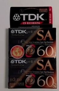TDK SA-60L2 High Bias Type II Cassette Tapes SUPER AVILYN SA60 CD Recording 2pk.