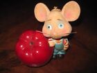 Vintage Figural Chalkware Coin Bank Toy Topo Gigio Mouse Bobblehead Nodder