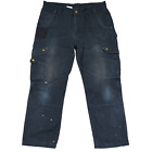 Carhartt Pants Mens 35x30 Black B342 BLK Double Knee Ripstop Cargo Workwear Fade