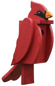 The Woodpecker Family Amish Handcrafted Birdhouse - CARDINAL