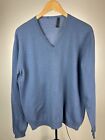 PRADA 25% Cashmere Gray/Blue V-Neck Sweater S Small