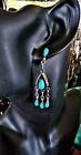 Vintage Native American Navajo Turquoise And Sterling Silver Dangle Earrings
