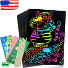 Scratch Paper Art For Kids 50 Pcs Magic RAINBOW Off Set Crafts Arts Supplies Kit