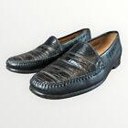 MEZLAN Mens 10.5 Genuine Lizard Leather Penny Loafers 'ELDA' Dress Shoes Black