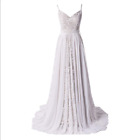 Bohemian Wedding Dress Adjustable Spaghetti Straps Size 14 NWOT