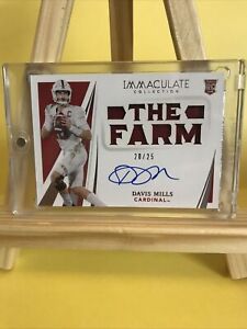 2021 Davis Mills RC RPA Immaculate THE FARM On Card Auto 20/25 Stanford-Texans  