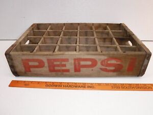 Vintage Wooden Pepsi Cola Crate Wood Box Logo