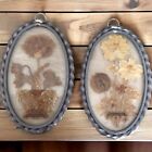 Vintage- Lasting Impressions- Pressed Flowers In Glass With Twisted Metal Frame