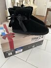 Pawz by Bearpaw Amelia Women Black Faux Fur Lined Suede Ankle Bootie Boots 8 New