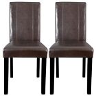 Set of 2 Dining Parson Chair Armless Kitchen Room Brown Leather Backrest Elegant