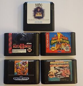 Lot Of 5 Sega Genesis Games Cartridge Only Tested Power Rangers Mortal Kombat