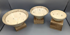 Vtg Marked Hand Thrown Studio Pottery Nesting Bowls set of 3 Singed Cream Color