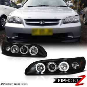 Black Projector Headlight LED Angel Eye Amber Signal Lamp For 98-02 Honda Accord (For: 2000 Honda Accord EX 2.3L)