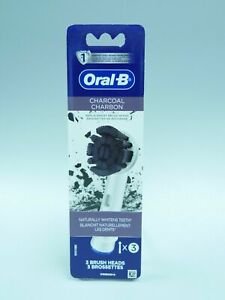 Oral-B Charcoal Infused Replacement Tooth Brush 3 Heads Whitening GENUINE NEW