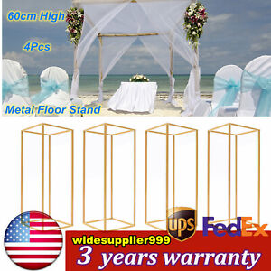 4Pcs Metal Column Flower Stands Centerpiece Holder Rack Party/Wedding Decor Gold