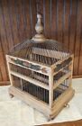 Vintage Shabby Chic Wood And Metal Tan Bird Cage w/ Drawer