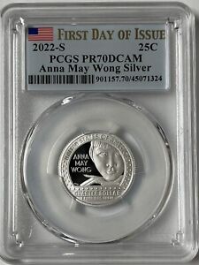 2022 S Proof Silver Anna May Wong Quarter, PCGS PR70DCAM FDOI