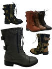 Women's  Combat Round Toe Military Lace Up Boots Shoes NEW