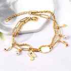 NEW 18K yellow gold plated double chain music note bracelet jewelry B28A
