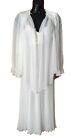 Vtg Chiffon & Lace Long Flowy Bridal Nightgown Peignoir Robe Set Lingerie Sz L