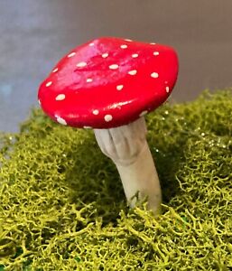 Mushroom Red Fly Agaric Clay Handmade, perfect for plant pots or fairy garden