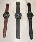 Lot Of 3 Nice Men's Watches CMK and Sanwood Skeleton and Chronograph EUC and New