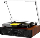 Vinyl Record Player Bluetooth Stereo Speakers FM Radio USB SD Copy 33 45 78 RPM