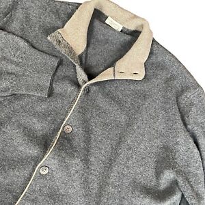 Morgano Men's Merino Wool Cashmere Italian Dark Grey Cardigan Sweater
