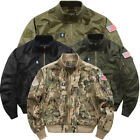 Mens Bomber Jacket Coat MA-1 Flight Air Force Pilot Flying Army Military Outwear
